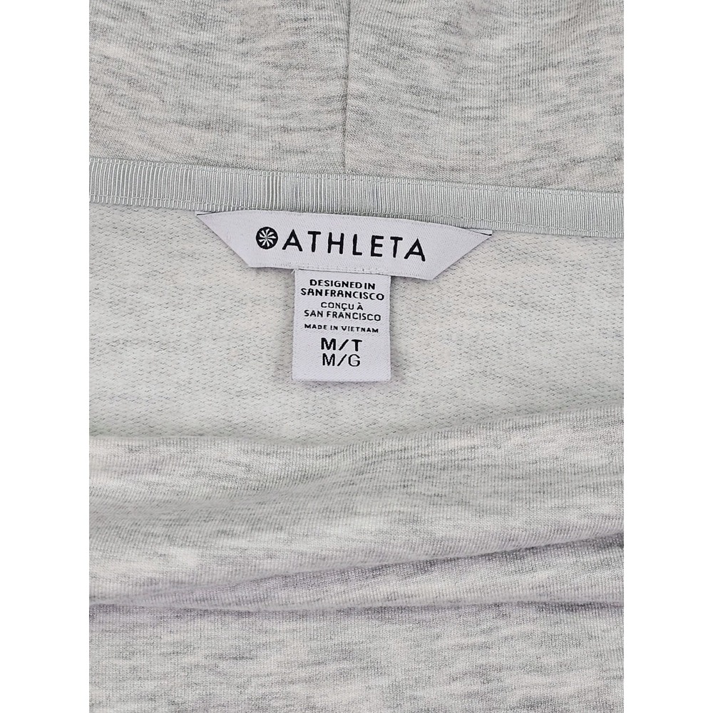 ATHLETA Purana Wrap Sweatshirt Med Hoodie Draped Pullover Modal Blend Light Gray - Picture 3 of 15